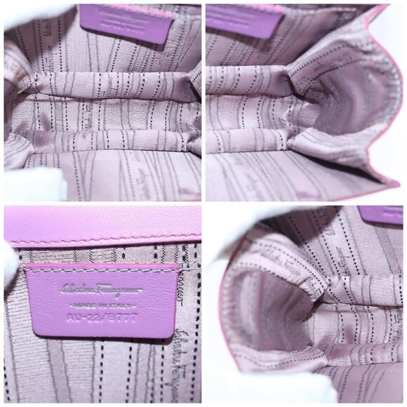 Salvatore Ferragamo Chain Shoulder Bag Enamel Purple Silver Auth 102708 - Picture 15 of 16